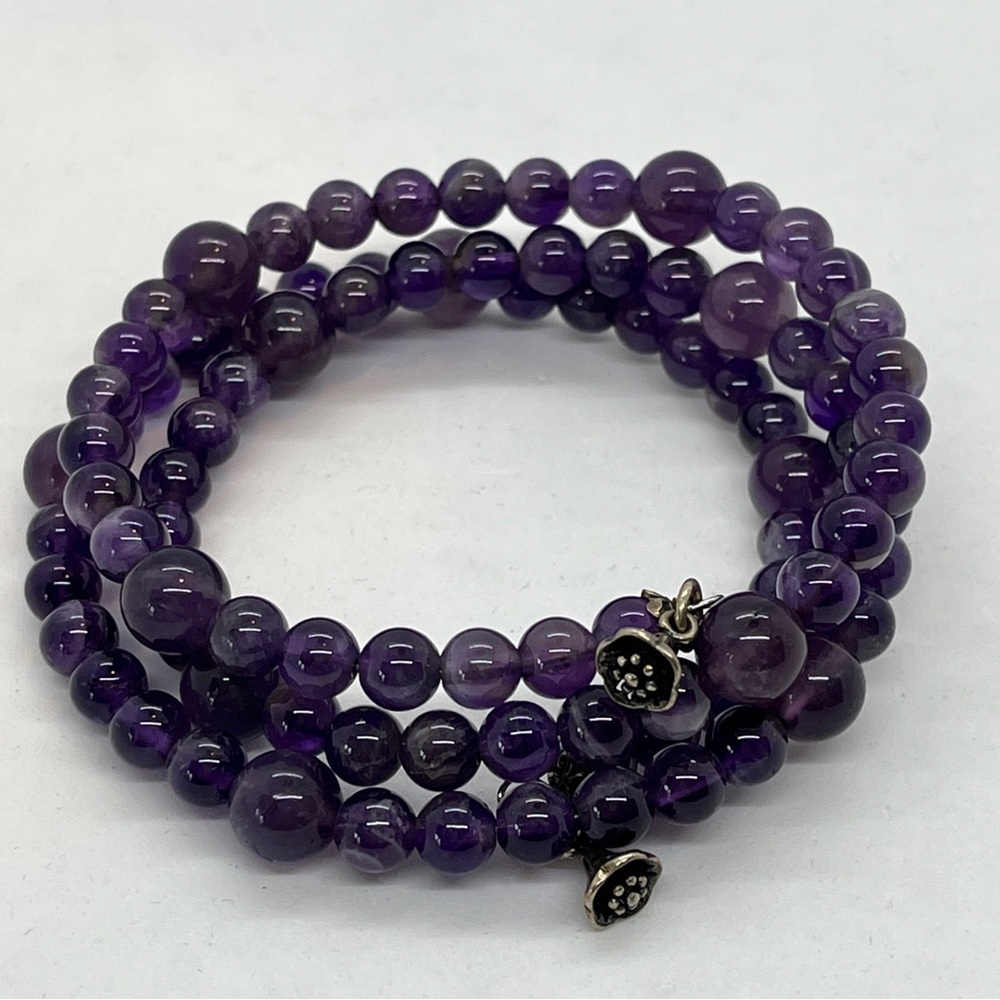 Amethyst Beaded Wrap Wire Bracelet